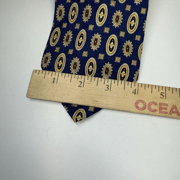 Valentino Cravatte Italy Made Men’s Necktie Blue Geometric 100% Silk Neck Tie - Picture 2 of 9